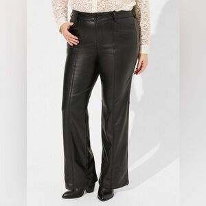 Torrid Pintuck Trouser Boot Faux Leather High Rise Pant Black Sz 20T Pockets
